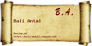 Bali Antal névjegykártya